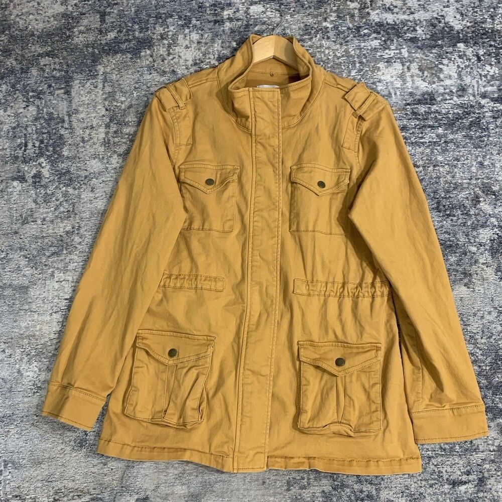 Market And Spruce Mustard Color Utility Multi-Pocket Cinched Waist Jacket Size L